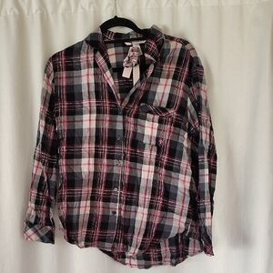 Victoria's Secret Pink and Black Plaid Shirt
